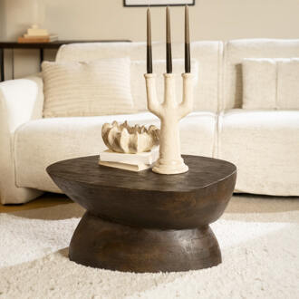 BY-Boo Salontafel 'Cobble' Mangohout, 75 x 59cm, kleur Bruin - 75 cm