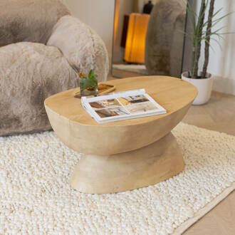 BY-Boo Salontafel 'Cobble' Mangohout, 75 x 59cm, kleur Naturel - 75 cm
