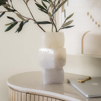 BY-Boo Vaas 'Batu' Mondgeblazen glas, kleur Beige