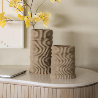 BY-Boo Vaas 'Mae' 3D geprint Keramiek, 20cm Beige - 20 cm