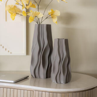 BY-Boo Vaas 'Nove' 3D geprint Keramiek, 40cm Taupe - 40 cm