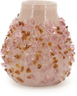BY-Boo Vaas 'Quartz' Glas, 28cm hoog Roze - 28 cm
