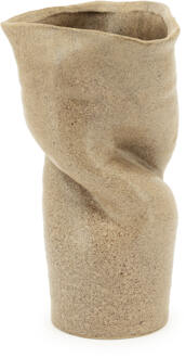 BY-Boo Vaas 'Songa' Aardewerk, 36cm hoog, kleur Bruin