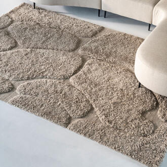 BY-Boo Vloerkleed 'Kala' Wol, 200 x 300cm, kleur Taupe - 200 x 300 cm