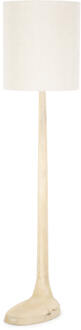 BY-Boo Vloerlamp 'Rine' Mangohout en Linnen, kleur Naturel