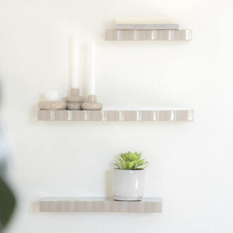 BY-Boo Wandplank 'Prinz' Set van 3 stuks, kleur Taupe