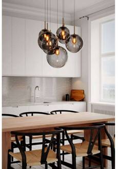 By Rydens hanglamp Laura, Ø 54 cm, 7-lamps, rookgrijs zwart, rookgrijs