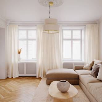 By Rydens hanglamp Marcel, messing/wit, Ø 50 cm messing, wit