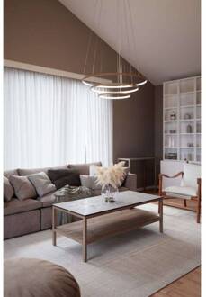 By Rydens LED hanglamp Trione, naturel, Ø 80 cm, hout natuur, nikkel