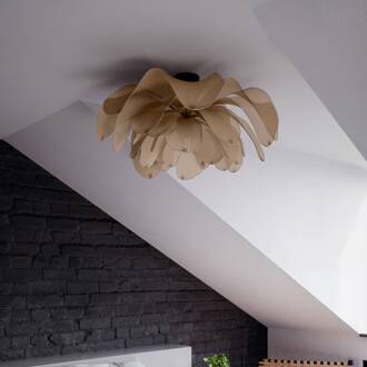 By Rydens plafondlamp Lou Lou, naturel, Ø 80 cm, textiel natuur, zwart