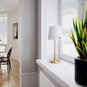 By Rydens tafellamp Lumi, 49 cm, goud/wit, textiel goud, wit