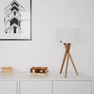 By Rydens tafellamp Vega, eiken/wit, 55 cm, hout, textiel eiken, wit