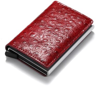 Bycobecy Casual Protector Smart Portemonnee Metalen Rfid Aluminium Box Slim Kaarthouder Mannen En Vrouwen Unisex Id Kaarthouder case rood ZF004