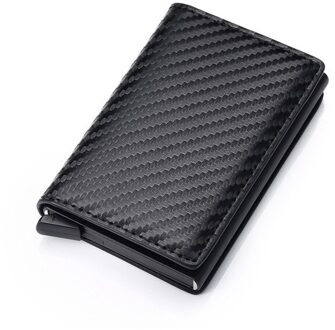 Bycobecy Mannen Portemonnee Blokkeren Rfid Pu Lederen Vintage Credit Card Holder Unisex Antidiefstal Beveiliging Aluminium Metal Purse tanxian zwart 9810