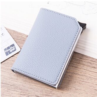 Bycobecy Mode Rfid Portemonnee Dunne Automatische Pop-Up Aluminium Credit Card Case Solid Anti Rfid Bescherming Bank Kaarthouder portemonnee X-57 licht blauw