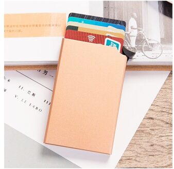 Bycobecy Rfid Smart Wallet Credit Card Holder Metal Dunne Slanke Mannen Portefeuilles Pass Secret Pop Up Minimalistische Portemonnee Kleine Zwarte portemonnee goud X-55
