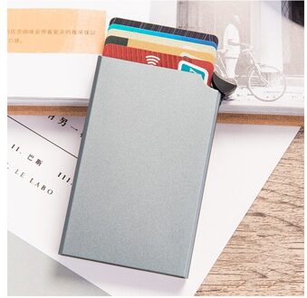 Bycobecy Rfid Smart Wallet Credit Card Holder Metal Dunne Slanke Mannen Portefeuilles Pass Secret Pop Up Minimalistische Portemonnee Kleine Zwarte portemonnee grijs X-55