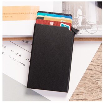 Bycobecy Rfid Smart Wallet Credit Card Holder Metal Dunne Slanke Mannen Portefeuilles Pass Secret Pop Up Minimalistische Portemonnee Kleine Zwarte portemonnee zwart X-55