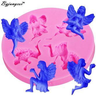 Byjunyeor M173 Angel Fairy Siliconen Mal Fondant Chocolate Candy Lollipop Crystal Epoxy Uv Hars Klei Bakken Gereedschap
