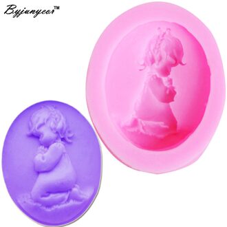 Byjunyeor M342 Baby Angel Uv Hars Silicone Mold Fondant Chocolade Candy Lollipop Crystal Epoxy Zachte Klei Bakken Gereedschap