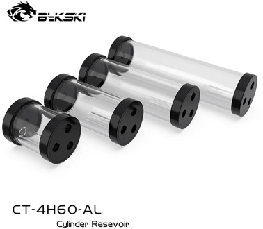 Bykski CT-4H60-AL Transparent Acrylic 80/130/180/240MM Cylindrical Water Tank,Reservoir For PC Cooling 60MM Diameter 3-holes