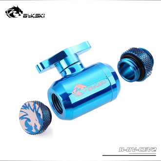 BYKSKI Water Valve Switch Kit Dubbele Innerlijke G1/4 Draad Dubbele Vrouwelijke Water Koeler Systeem/Switch + Glug + Male naar Mannelijke Fitting blauw