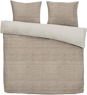 Byrklund 25% korting - Leen Bakker - Dekbedovertrek Pluch Lines - Zand - 200x220 Cm - Polyester - Beige