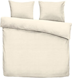 Byrklund 2e Halve Prijs Leen Bakker - Dekbedovertrek Pluch Lines - Off-white - 240x220 Cm - Polyester - Crème#Wit