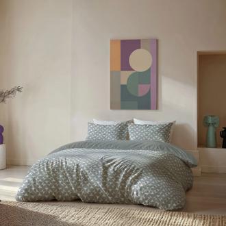 Byrklund Dekbedovertrek Arc Fusion - Lits-Jumeaux (240x220 Cm) - Groen & Wit Microvezel - - Byrklund - Dekbed-Discounter.nl