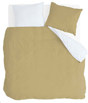 Byrklund Dekbedovertrek Katoen - Side Way - Okergeel Wit - Tweepersoons (200x200 Cm) - Okergeel Katoen - Effen - Byrklund - Dekbed-Discounter.nl - 200 x 200/220 cm