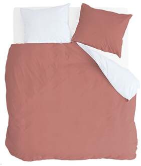Byrklund Dekbedovertrek Katoen - Side Way - Terra Wit - Eenpersoons (140x200 Cm) - Wit & Rood Katoen - Effen - Byrklund - Dekbed-Discounter.nl Wit,Rood - 140 x 200/220 cm