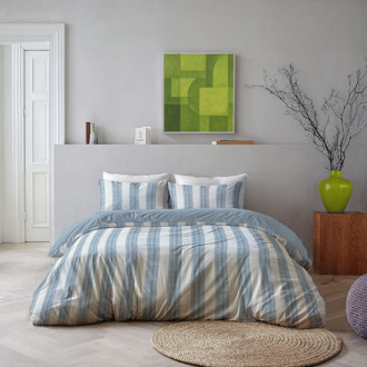 Byrklund Dekbedovertrek Ocean Stripes - Lits-Jumeaux (240x220 Cm) - Wit & Blauw Microvezel - - Byrklund - Dekbed-Discounter.nl