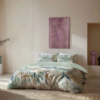 Byrklund Dekbedovertrek Painted Blooms - Lits-Jumeaux (240x220 Cm) - Groen Microvezel - - Byrklund - Dekbed-Discounter.nl - 240 x 200/220 cm