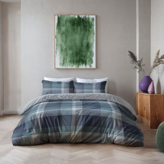 Byrklund Dekbedovertrek Preppy Squares - Lits-Jumeaux (240x220 Cm) - Blauw Microvezel - - Byrklund - Dekbed-Discounter.nl - 240 x 200/220 cm