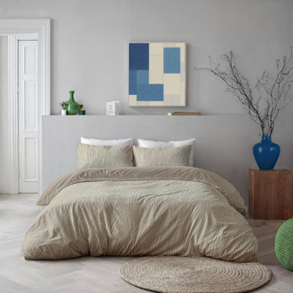 Byrklund Dekbedovertrek Sandy Lines - Lits-Jumeaux (240x220 Cm) - Beige Microvezel - - Byrklund - Dekbed-Discounter.nl - 240 x 200/220 cm