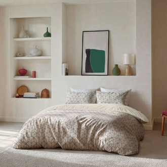 Byrklund Dekbedovertrek Sharp Angles - Lits-Jumeaux (240x220 Cm) - Beige Microvezel - - Byrklund - Dekbed-Discounter.nl