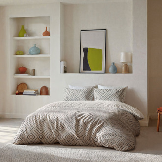 Byrklund Dekbedovertrek Vivid Lines - Eenpersoons (140x200 Cm) - Beige Microvezel - - Byrklund - Dekbed-Discounter.nl