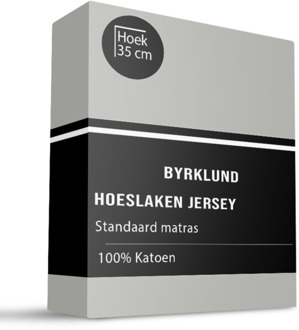 Byrklund Hoeslaken Katoen - Jersey Stretch - 180x200cm - Lichtgrijs - Byrklund - Dekbed-Discounter.nl