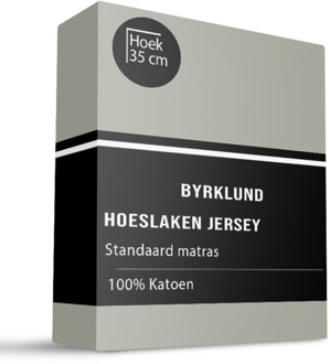 Byrklund Hoeslaken Katoen - Jersey Stretch - 90x220cm - Grijsgroen - Byrklund - Dekbed-Discounter.nl