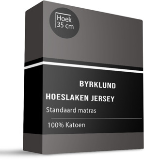 Byrklund Hoeslaken Katoen - Jersey Stretch - Antraciet - 90x220cm - Antraciet - Byrklund - Dekbed-Discounter.nl - 90 x 220 cm