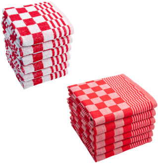 Byrklund Keuken- en Theedoeken set Clean Rood - 12 delig
