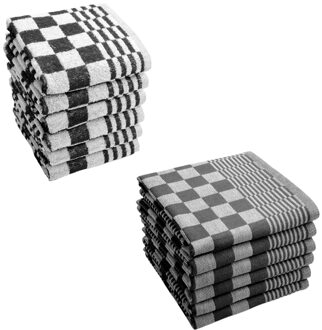 Byrklund Keuken- en Theedoeken set Clean Zwart - 12 delig