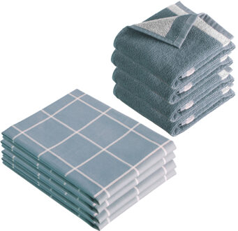 Byrklund Keuken- en Theedoeken set Do Dishes & Dry Hands Blauw - 8 delig