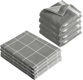 Byrklund Keuken- en Theedoeken set Do Dishes & Dry Hands Grijs - 8 delig
