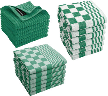 Byrklund Keukenset Clean Groen - 18 delig - Theedoeken, Keukendoeken & Vaatdoeken