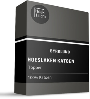 Byrklund Topper Hoeslaken Katoen - Antraciet - 140x200cm - Antraciet - Byrklund - Dekbed-Discounter.nl