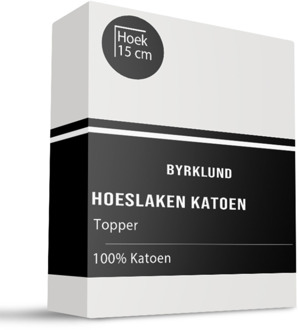 Byrklund Topper Hoeslaken Katoen - Wit - 90x200cm - Wit - Byrklund - Dekbed-Discounter.nl - 90 x 200 cm
