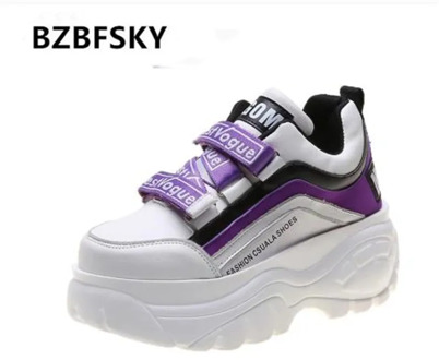 BZBFSKY Platform Sneakers 2021 Spring Women Fashion Female white Sneakers with High Sole Shoes Women High Top Chunky Sneakers