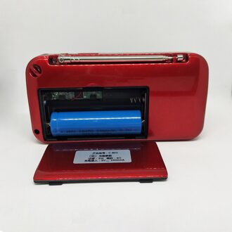 C-803 Met Twee 18650 Batterijen Slot & Led Zaklamp & Twee Tf Card Slot Draagbare Fm Radio Draadloze Usb Speaker MP3 Speler rood een accu