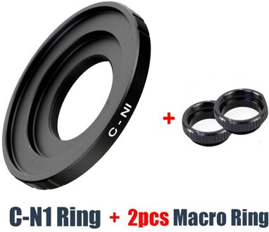 C Mount Film Lens Adapter Ring Voor Nikon 1 AW1 S1 S2 J4 J3 J2 J1 V3 V2 V1 C-NI camera C-N1 Fujian Cctv Movie Lens Accessoires met 2stk Macro Ring